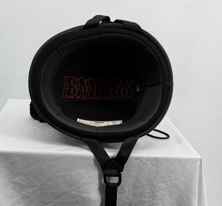 Badass 2XL Fiber Matte Black Motorcycle Helmet with Protective Cover