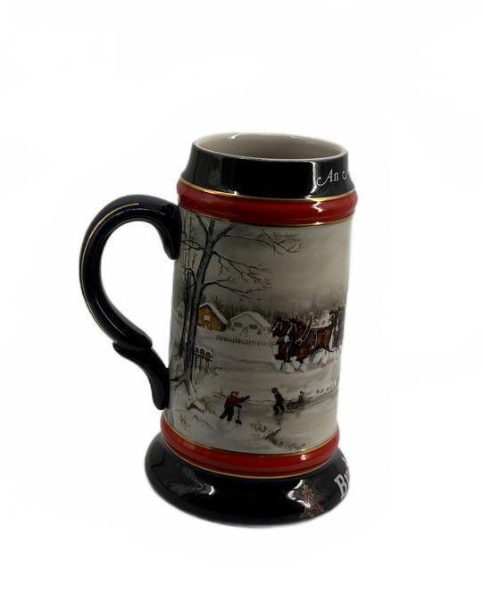 1990 Budweiser Collector's Series Ceramic Beer Stein with Clydesdales and Wagon