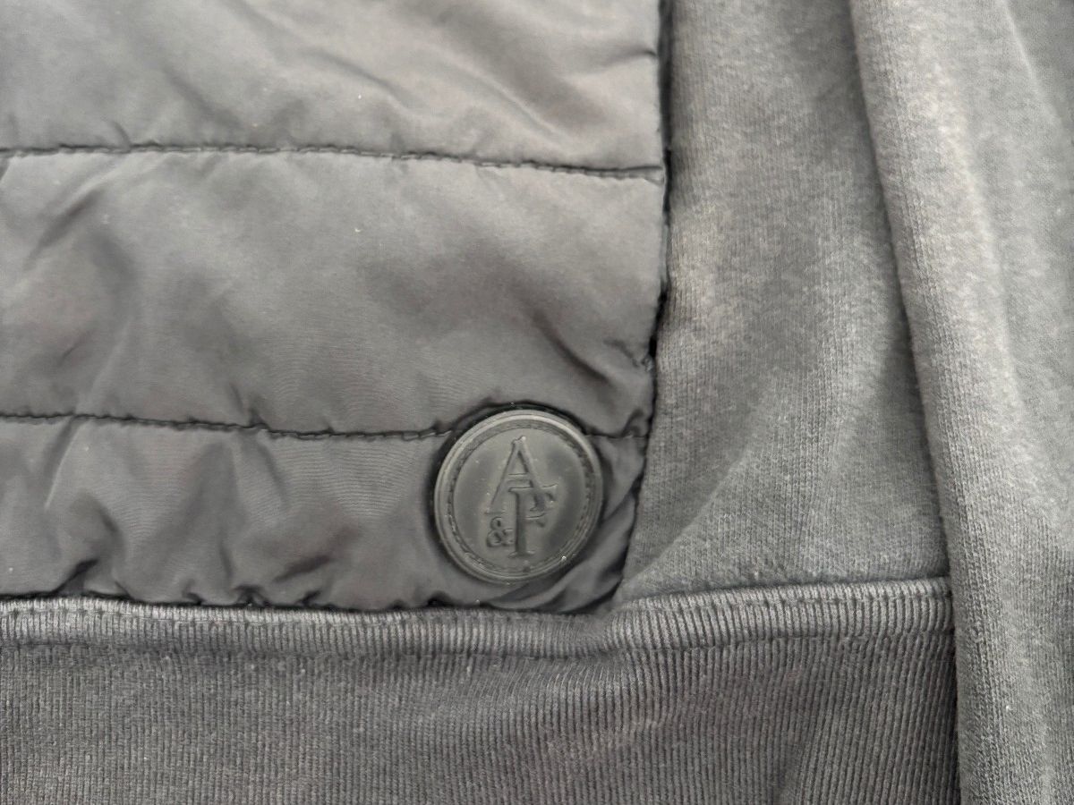 Abercrombie & Fitch Quilted Hybrid Hooded Jacket Full Zip Fleece Women's M Navy