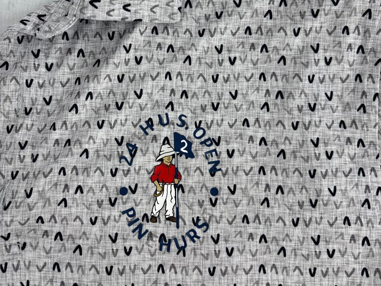 Ralph Lauren 2024 US Open Pinehurst No 2 Golf Polo Men's L Gray Print