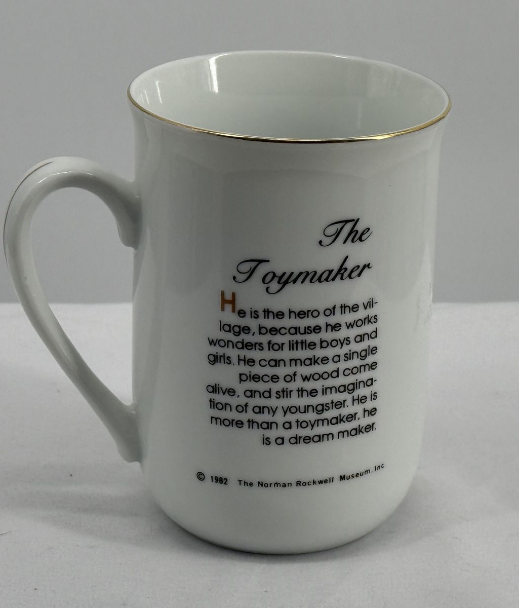 Norman Rockwell Museum The Toymaker Porcelain Coffee Mug with Gold Trim - 1982