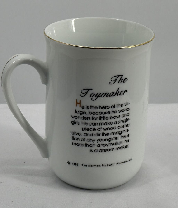 Norman Rockwell Museum The Toymaker Porcelain Coffee Mug with Gold Trim - 1982