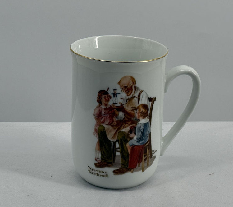 Norman Rockwell Museum The Toymaker Porcelain Coffee Mug with Gold Trim - 1982