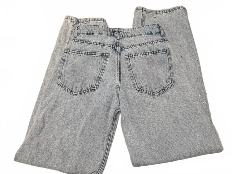 PrettyLittleThing Rhinestone Jeans Women's US 00 Light Blue Denim