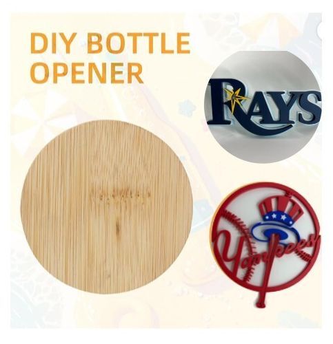 Magnetic Bamboo Bottle Opener with Team Logo, Fridge Magnet, NFL-NHL-MLB