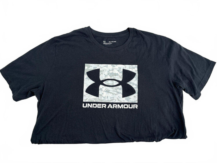 Under Armour Men's XXL Black Camo Big Logo Loose Fit Short Sleeve Graphic Tee